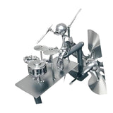 Maxbell Drummer Windmill Wind Sculpture Decoration Art Sculpture for Home Patio Lawn Silver