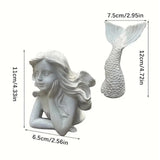 Maxbell Mermaid Statue Collectible Waterproof Home Ornament for Garden Yard Entryway