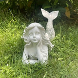 Maxbell Mermaid Statue Collectible Waterproof Home Ornament for Garden Yard Entryway