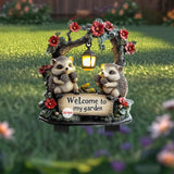 Maxbell Hedgehog Decorative Garden Stake 2D Outside Flower Bed Bonsai Yard Art Decor 12.8x20cm