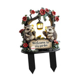 Maxbell Hedgehog Decorative Garden Stake 2D Outside Flower Bed Bonsai Yard Art Decor 12.8x20cm
