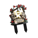 Maxbell Hedgehog Decorative Garden Stake 2D Outside Flower Bed Bonsai Yard Art Decor 12.8x20cm
