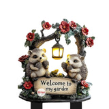 Maxbell Hedgehog Decorative Garden Stake 2D Outside Flower Bed Bonsai Yard Art Decor 12.8x20cm