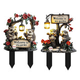 Maxbell Hedgehog Decorative Garden Stake 2D Outside Flower Bed Bonsai Yard Art Decor 12.8x20cm