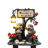 Maxbell Hedgehog Decorative Garden Stake 2D Outside Flower Bed Bonsai Yard Art Decor 12.5x20cm