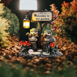 Maxbell Hedgehog Decorative Garden Stake 2D Outside Flower Bed Bonsai Yard Art Decor 12.5x20cm