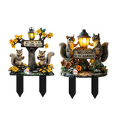 Maxbell Squirrel Decorative Garden Stake 2D Creative for Flower Bed Outside Backyard A