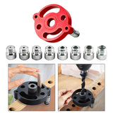 Maxbell 6-10mm Jig Self-centering Drill Guide Kit Aluminum Alloy for Wood Panel Hole 8 Red