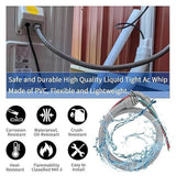 Maxbell 1/2inch x 4ft Non Metallic Liquid Tight AC Whip Kit PVC Spare Parts 10 Gauge