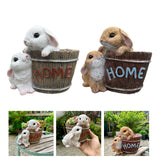 Maxbell Bunny Planter Versatile Figurine Flower Pot for Garden Indoor Outdoor Easter White