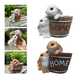 Maxbell Bunny Planter Versatile Figurine Flower Pot for Garden Indoor Outdoor Easter White