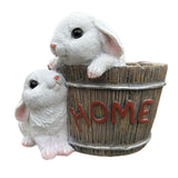 Maxbell Bunny Planter Versatile Figurine Flower Pot for Garden Indoor Outdoor Easter White