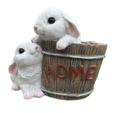 Maxbell Bunny Planter Versatile Figurine Flower Pot for Garden Indoor Outdoor Easter White
