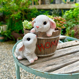 Maxbell Bunny Planter Versatile Figurine Flower Pot for Garden Indoor Outdoor Easter White