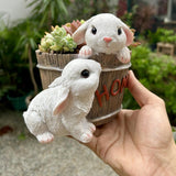 Maxbell Bunny Planter Versatile Figurine Flower Pot for Garden Indoor Outdoor Easter White