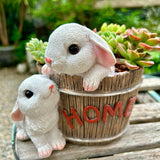 Maxbell Bunny Planter Versatile Figurine Flower Pot for Garden Indoor Outdoor Easter White
