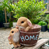 Maxbell Bunny Planter Versatile Figurine Flower Pot for Garden Indoor Outdoor Easter Brown