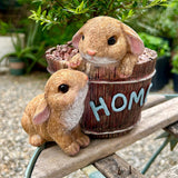 Maxbell Bunny Planter Versatile Figurine Flower Pot for Garden Indoor Outdoor Easter Brown