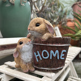 Maxbell Bunny Planter Versatile Figurine Flower Pot for Garden Indoor Outdoor Easter Brown