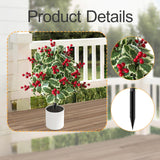 Maxbell Christmas Red Berry Plant Stake Thanksgiving Day Decor for Yard Potted Plant