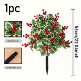 Maxbell Christmas Red Berry Plant Stake Thanksgiving Day Decor for Yard Potted Plant