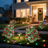 Maxbell Christmas Red Berry Plant Stake Thanksgiving Day Decor for Yard Potted Plant