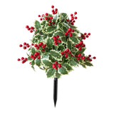Maxbell Christmas Red Berry Plant Stake Thanksgiving Day Decor for Yard Potted Plant