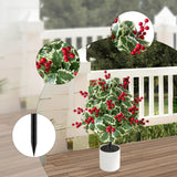 Maxbell Christmas Red Berry Plant Stake Thanksgiving Day Decor for Yard Potted Plant