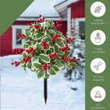 Maxbell Christmas Red Berry Plant Stake Thanksgiving Day Decor for Yard Potted Plant