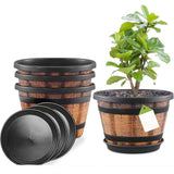 Maxbell Plant Pot Decor with Drainage Holes Saucer for Garden Home Plants Yard Hotel 14.1 cmx13.93 cm