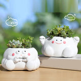 Maxbell Resin Plant Pot Flowerpot Table Centerpiece Planter for Shelf Office Balcony Style A