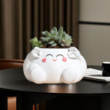 Maxbell Resin Plant Pot Flowerpot Table Centerpiece Planter for Shelf Office Balcony Style D