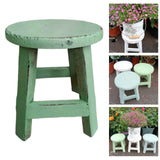 Maxbell Wooden Stool Plant Stand Round Planter Holder for Office Living Room Desktop Green
