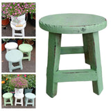 Maxbell Wooden Stool Plant Stand Round Planter Holder for Office Living Room Desktop Green