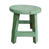 Maxbell Wooden Stool Plant Stand Round Planter Holder for Office Living Room Desktop Green
