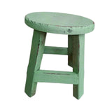 Maxbell Wooden Stool Plant Stand Round Planter Holder for Office Living Room Desktop Green
