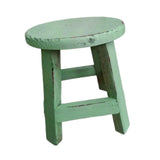 Maxbell Wooden Stool Plant Stand Round Planter Holder for Office Living Room Desktop Green