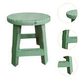 Maxbell Wooden Stool Plant Stand Round Planter Holder for Office Living Room Desktop Green