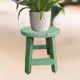 Maxbell Wooden Stool Plant Stand Round Planter Holder for Office Living Room Desktop Green