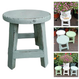 Maxbell Wooden Stool Plant Stand Round Planter Holder for Office Living Room Desktop Blue