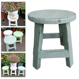 Maxbell Wooden Stool Plant Stand Round Planter Holder for Office Living Room Desktop Blue