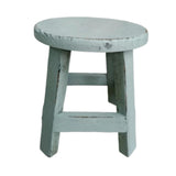 Maxbell Wooden Stool Plant Stand Round Planter Holder for Office Living Room Desktop Blue