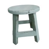 Maxbell Wooden Stool Plant Stand Round Planter Holder for Office Living Room Desktop Blue