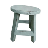 Maxbell Wooden Stool Plant Stand Round Planter Holder for Office Living Room Desktop Blue