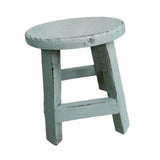 Maxbell Wooden Stool Plant Stand Round Planter Holder for Office Living Room Desktop Blue