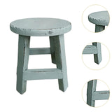 Maxbell Wooden Stool Plant Stand Round Planter Holder for Office Living Room Desktop Blue