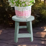 Maxbell Wooden Stool Plant Stand Round Planter Holder for Office Living Room Desktop Blue