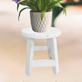 Maxbell Wooden Stool Plant Stand Round Planter Holder for Office Living Room Desktop White