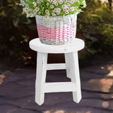 Maxbell Wooden Stool Plant Stand Round Planter Holder for Office Living Room Desktop White