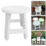 Maxbell Wooden Stool Plant Stand Round Planter Holder for Office Living Room Desktop White